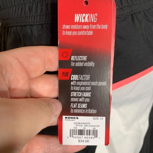 Fila Womens Athletic Shorts Moisture Wicking Reflective Cool Factor Black 1X - Picture 9 of 9